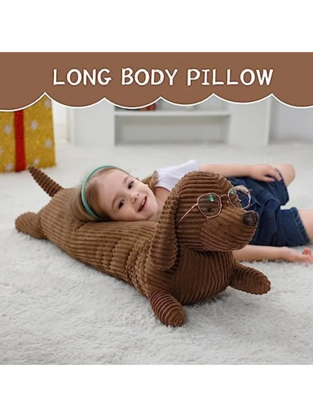 36” Plush Dachshund Stuffed Animal - Long Wiener Dog Body Pillow, Cuddly Toy